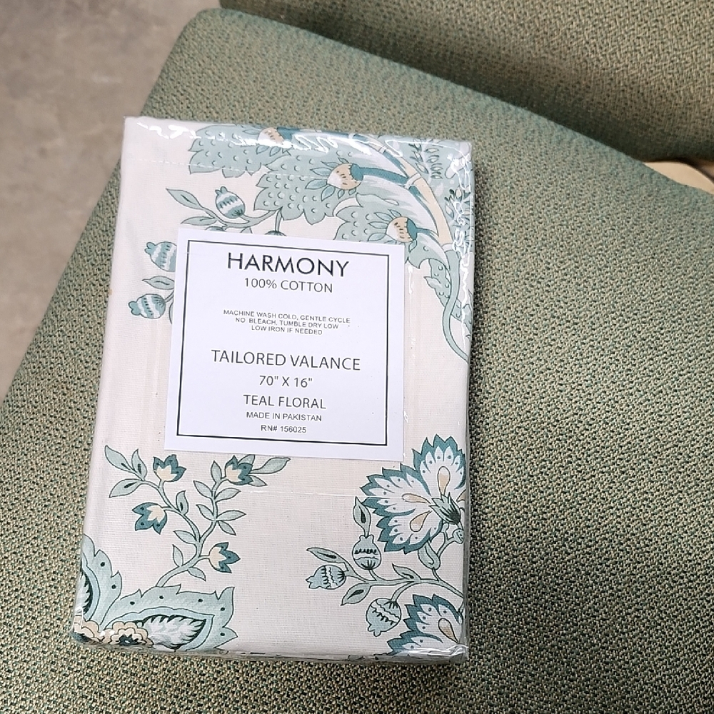 HARMONY TEAL FLORAL TAILORED VALANCE